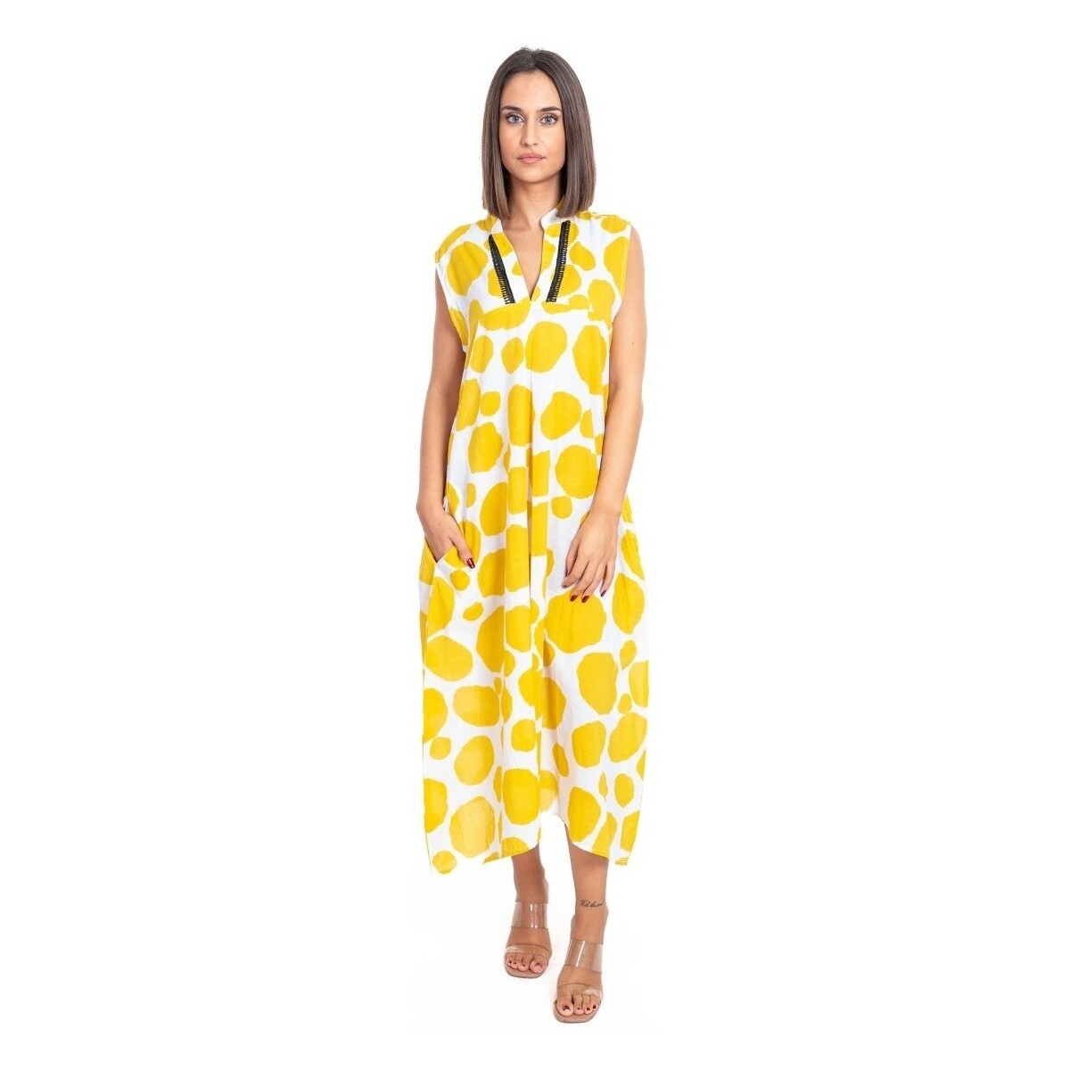 Textil Mulher Vestidos compridos Isla Bonita By Sigris Vestido Midi Longo Amarelo
