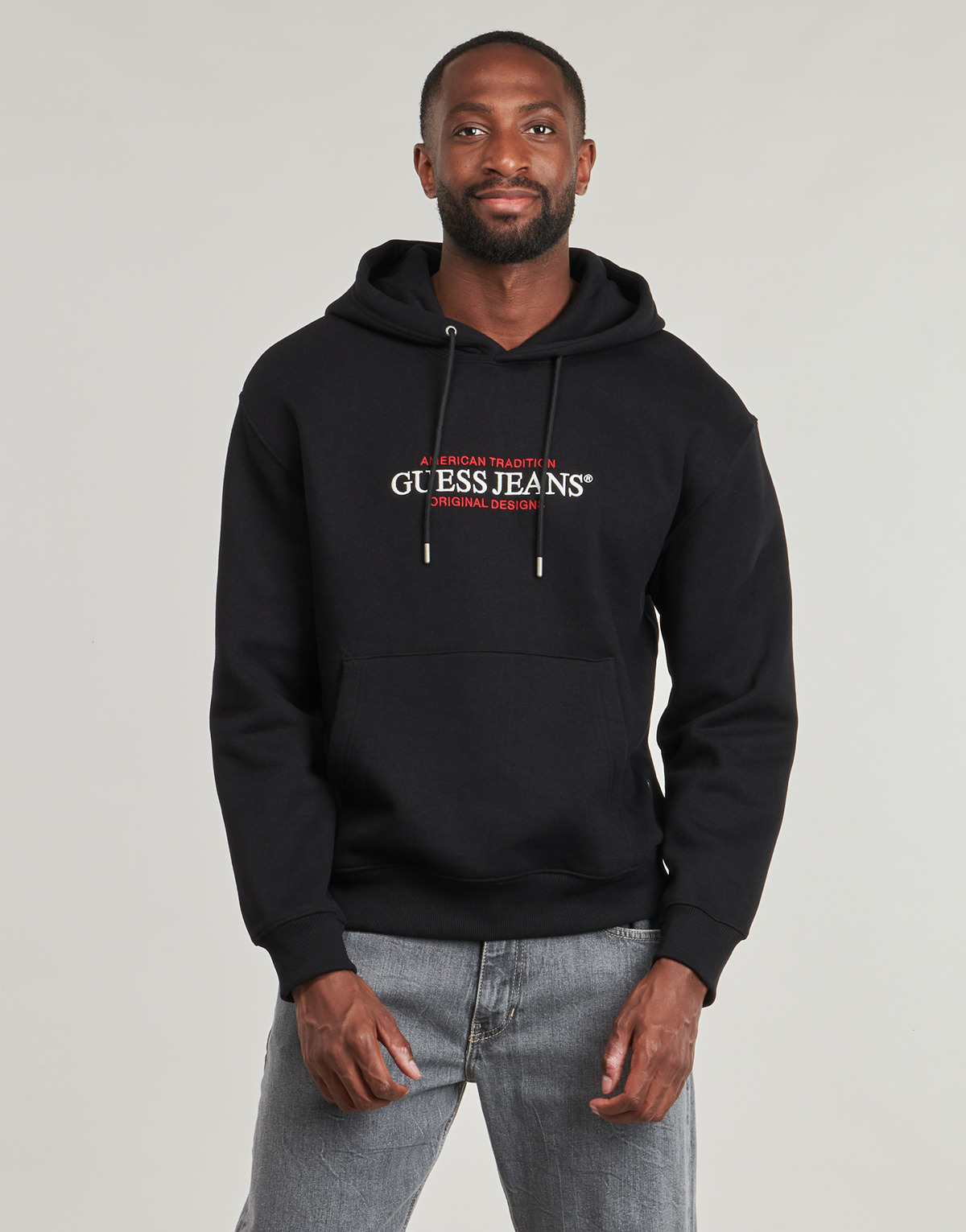 Textil Homem Sweats Guess GJ HOOD REG AMERICA Preto