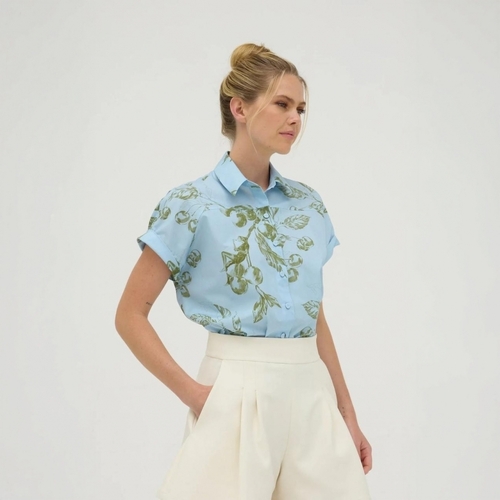 Textil Mulher Tops / Blusas Pêra Lima PÊRA LIMA Camisa Bruna - Grace the Cherry and the Blackbird Azul