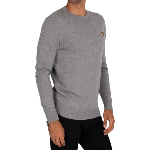 Lyle & Scott Camisola de algodão merino com gola redonda Cinza