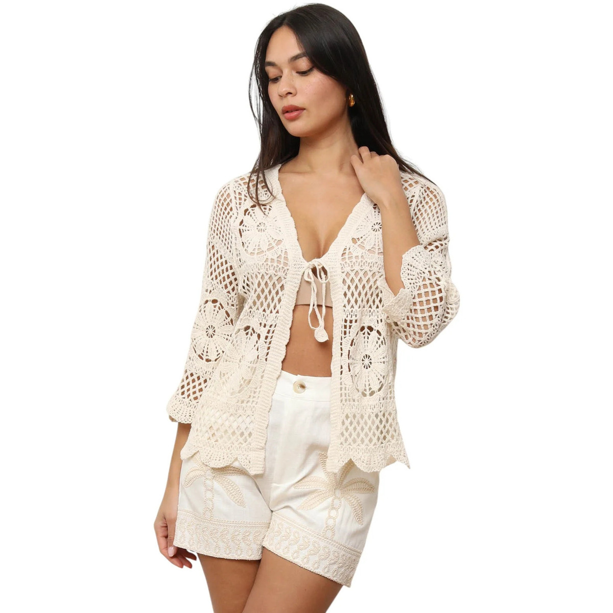 Textil Mulher Casacos de malha La Modeuse 74362_P175835 Bege
