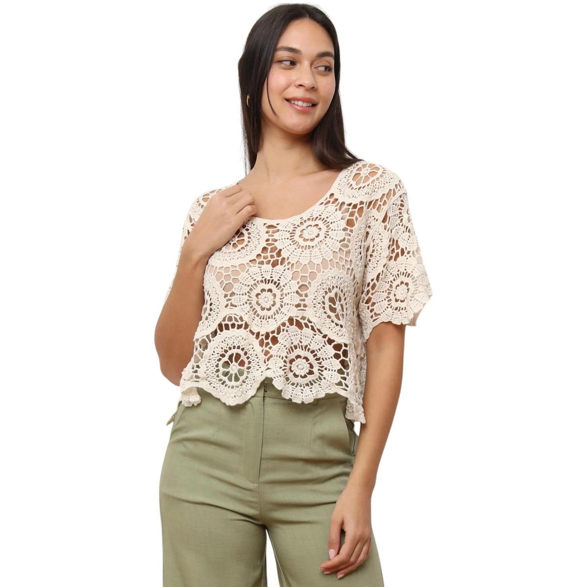 Textil Mulher Tops / Blusas La Modeuse 74311_P175795 Bege
