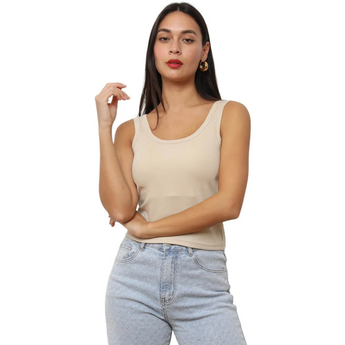 Textil Mulher Tops / Blusas La Modeuse 74482_P176031 Bege