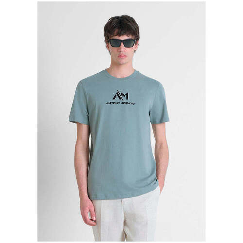 Textil Homem T-shirts e Pólos Antony Morato MMKS02498-FA100144-4087-4-1 Verde
