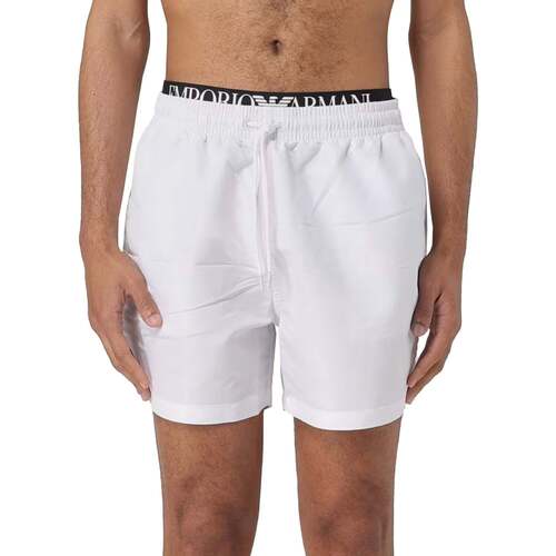 Textil Homem Fatos e shorts de banho Emporio Armani Beach Double Waistband Swim Shorts White Branco