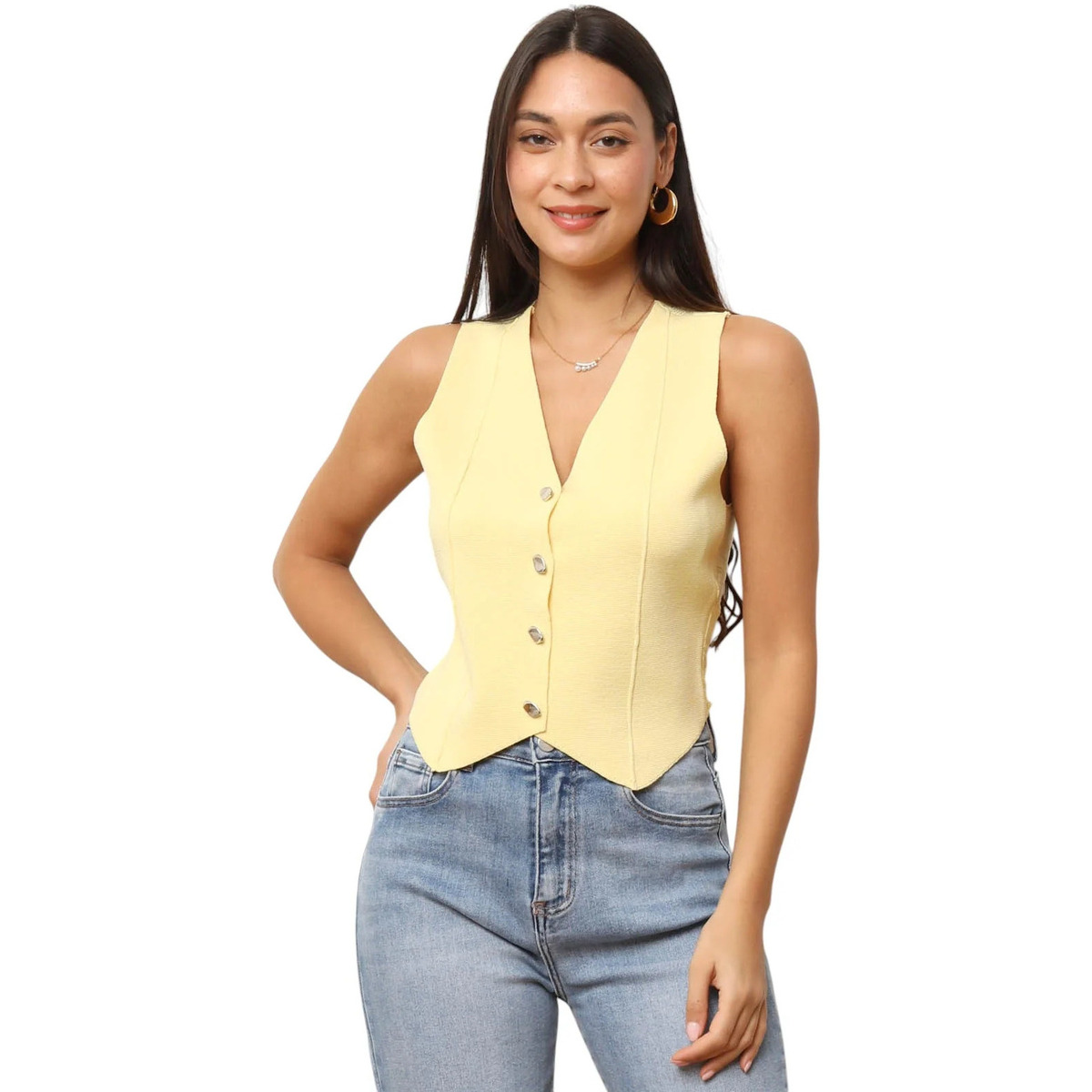 Textil Mulher Tops / Blusas La Modeuse 74438_P175967 Amarelo
