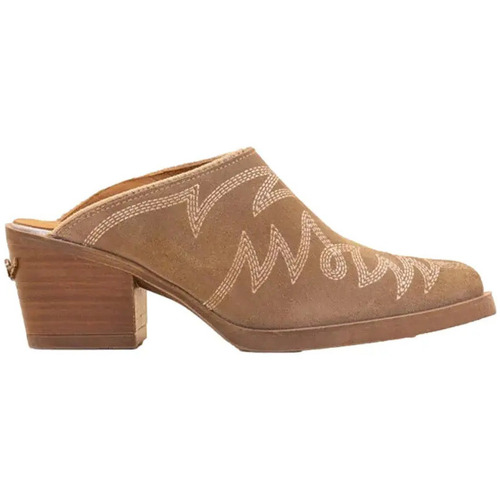 Sapatos Mulher Tamancos Nemonic : Socas de cowboy em pele cinzenta para mulher Cáqui