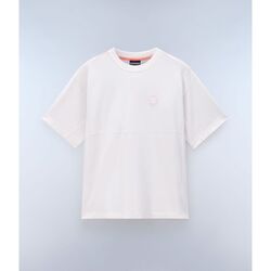 Textil Homem T-shirts e Pólos Napapijri S-ANGHIARI SS  - NP0A4IMU-N1A1 WHITE WHISPER Branco