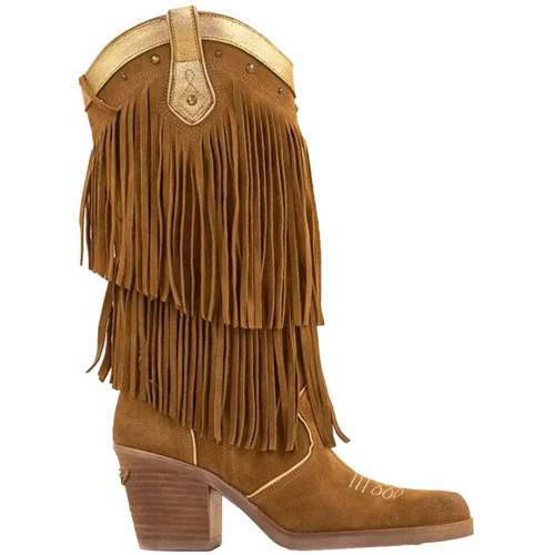 Sapatos Mulher Botas Nemonic Nemónica|Botas de cowboy com franjas castanhas|Mulher Castanho