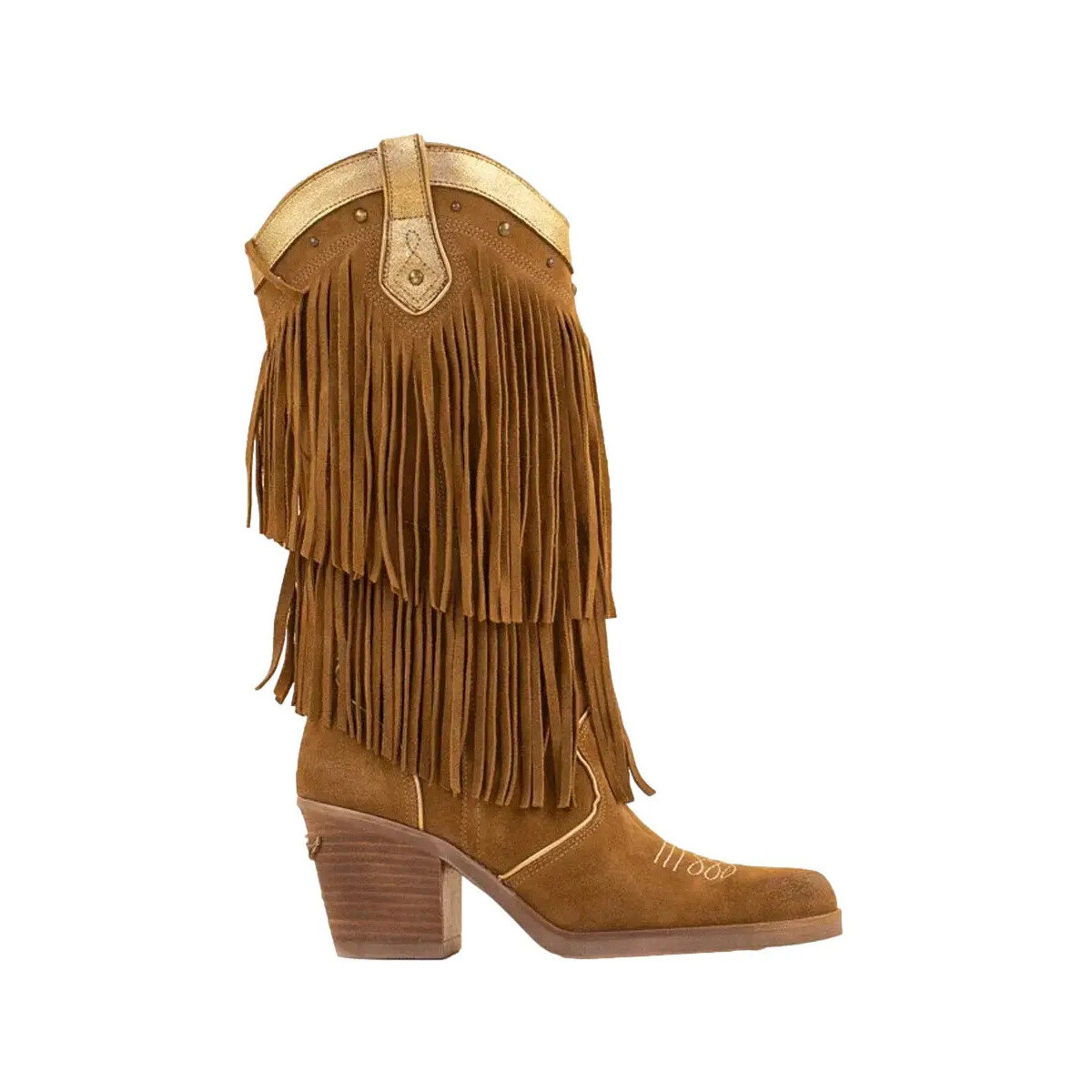 Sapatos Mulher Botas Nemonic Nemónica|Botas de cowboy com franjas castanhas|Mulher Castanho
