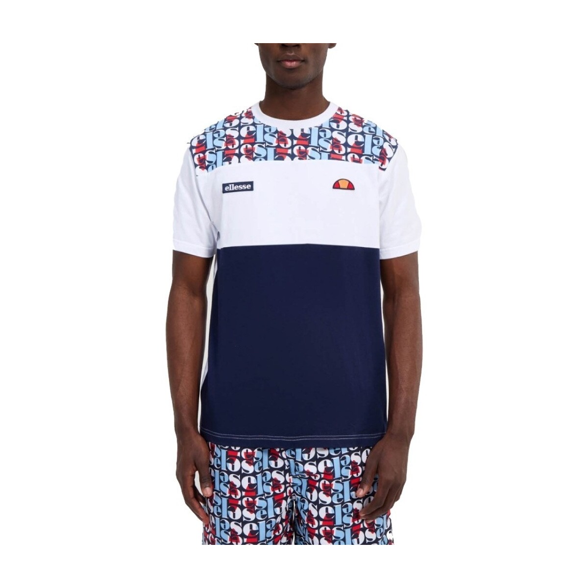Textil Homem T-shirts e Pólos Ellesse BLOCK AOP TEE Branco