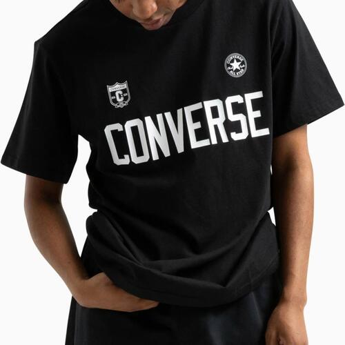 Textil Homem T-shirts e Pólos Converse RETRO CHUCK SOCCER T SHIRT Preto