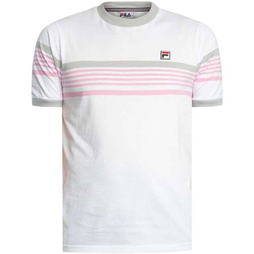 Textil Homem T-Shirt mangas curtas Fila T-Shirt com riscas de fio tinto James Branco
