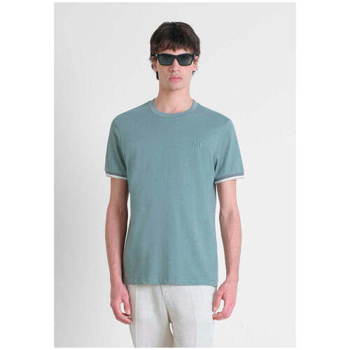 Textil Homem T-shirts e Pólos Antony Morato MMKS02485-FA100258-4087-4-3 Verde