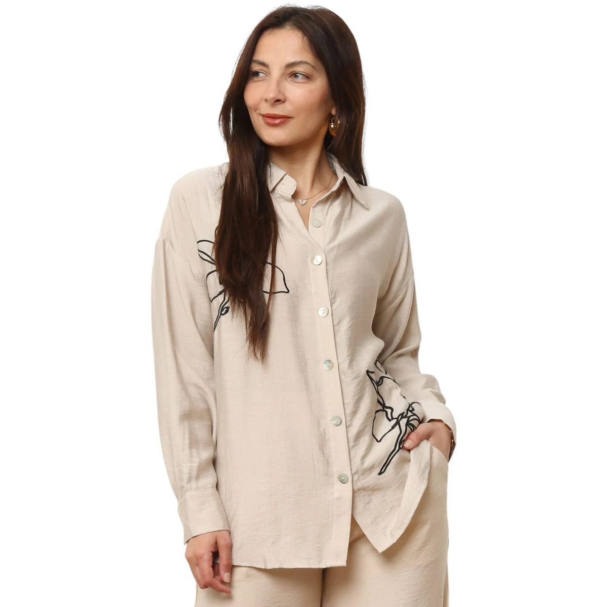 Textil Mulher camisas La Modeuse 74555_P176159 Bege