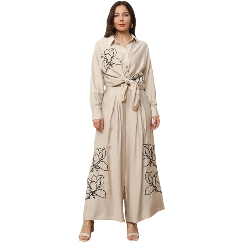 Textil Mulher Calças La Modeuse 74556_P176161 Bege