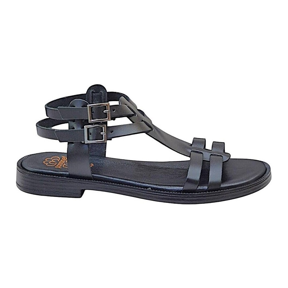 Sapatos Mulher Sandálias Porronet SANDALIA PLANA ROMANA DE PIEL NEGRO  3128 MAGNOLIA Preto