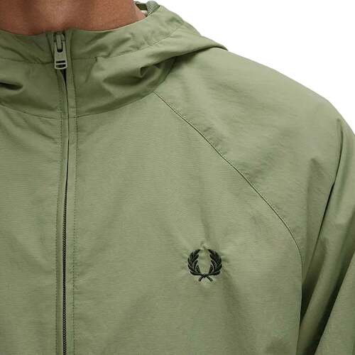 Fred Perry Taslan Hooded Shell Jacket Olive Mint Verde