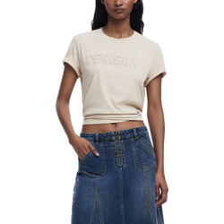 Textil Mulher T-Shirt mangas curtas Desigual TS_BRANDY 25SWTK17 Bege