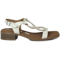 Sapatos Mulher Sandálias Oh My Sandals SANDALIAS DE PIEL CON TACÓN BAJO BEIGE APLAUSO LEILA 5607 Prata