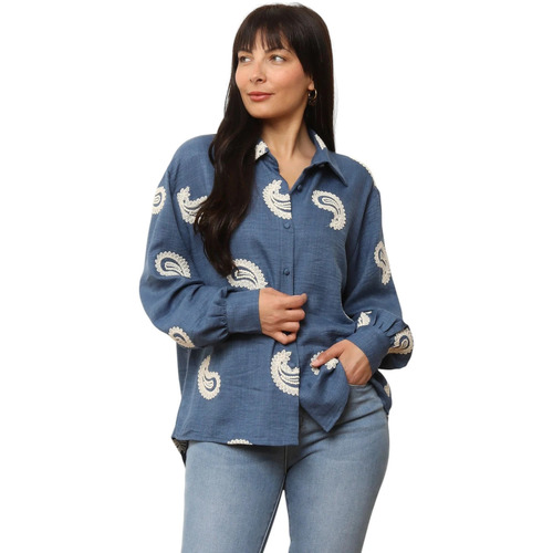 Textil Mulher camisas La Modeuse 75081_P177490 Azul