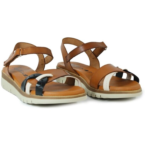 Aplauso SANDALIAS DE PIEL CON PLANTA DE GEL  4631 COMBI CUERO Castanho