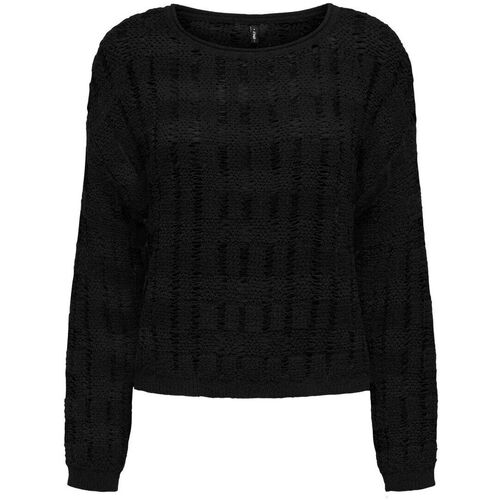 Textil Mulher camisolas Only 15339536 CAPRI LS O-NECK-BLACK Preto