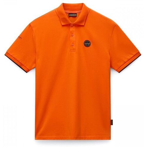 Textil Homem T-shirts e Pólos Napapijri E-BADGE NP0A4IDA-A001 ORANGE RED Vermelho