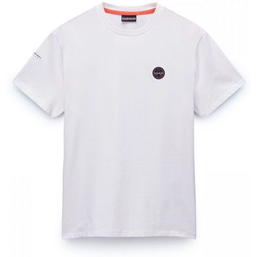 Textil Homem T-shirts e Pólos Napapijri S-BADGE NP0A4I3N-2061 WHITE HERON 