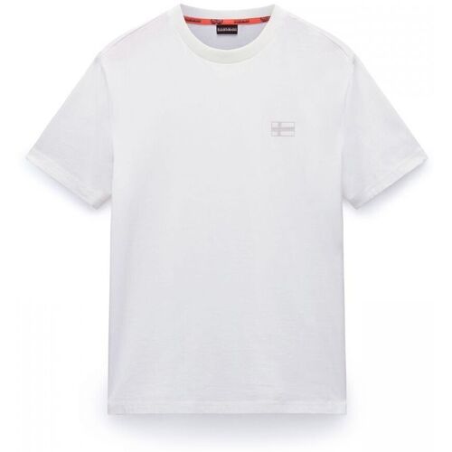 Textil Homem T-shirts e Pólos Napapijri S-SORANO NP0A4IEH-2061 WHITE HERON Cinza