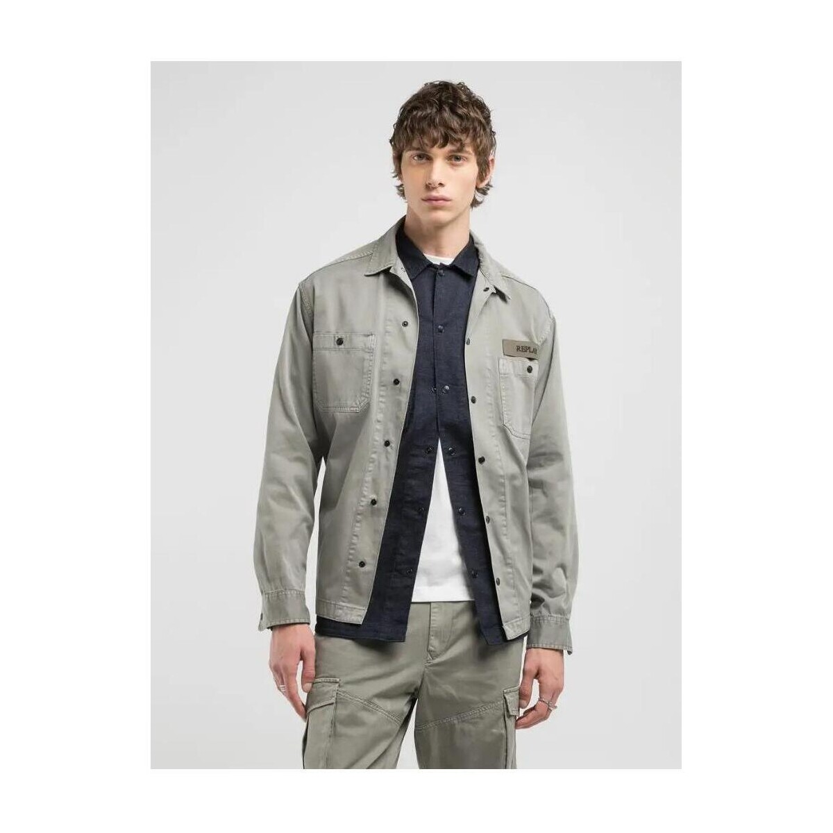 Textil Homem Camisas mangas comprida Replay M4145.000 Cinza