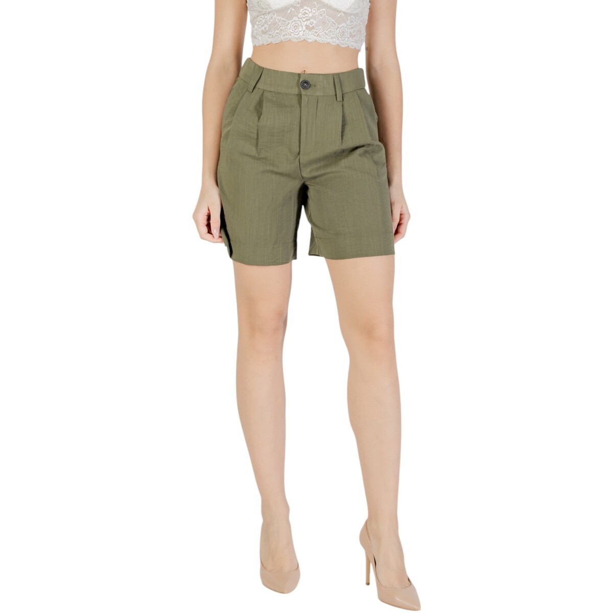 Textil Mulher Shorts / Bermudas Only Onlmarsa Solid Wvn Noos 15347757 Verde