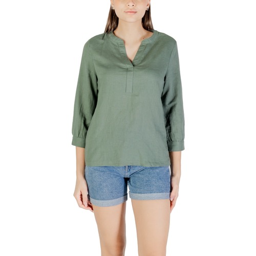 Textil Mulher Tops / Blusas Street One sol_splitneck blouse 345391 Verde
