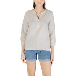 Textil Mulher Tops / Blusas Street One sol_splitneck blouse 345391 Bege