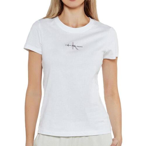 Textil Mulher T-shirts e Pólos Calvin Klein Jeans  Branco