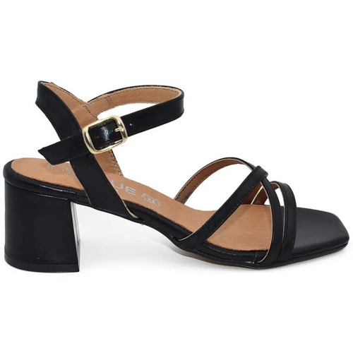 Sapatos Mulher Escarpim Invogue | Sandálias de festa em couro preto | Feminino Preto