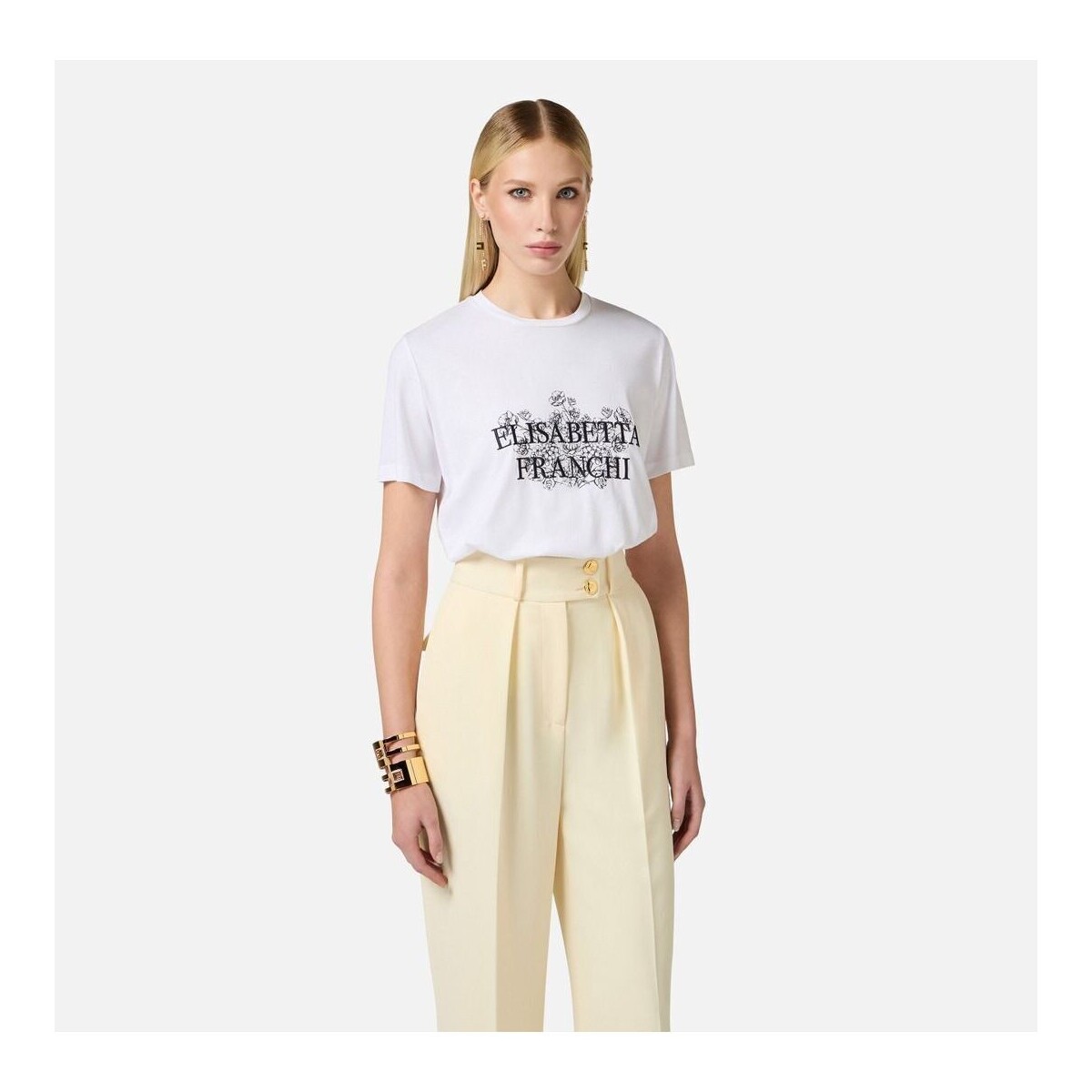 Textil Mulher T-shirts e Pólos Elisabetta Franchi MA00351E2-270 Branco