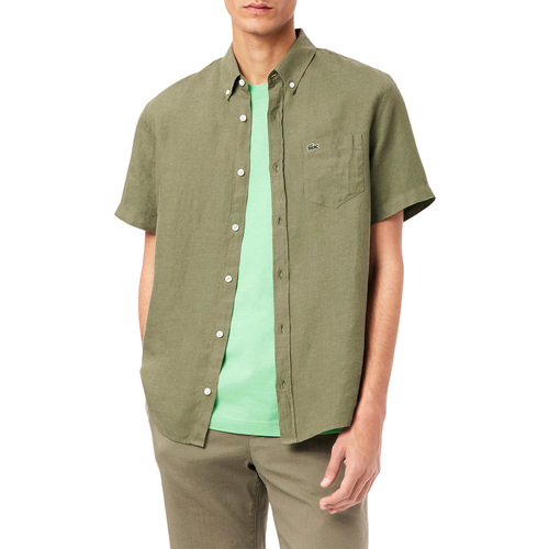 Textil Homem Camisas mangas comprida Lacoste  Verde