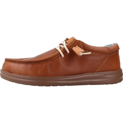 Sapatos Homem Sapatos HEYDUDE WALLY GRIP Castanho