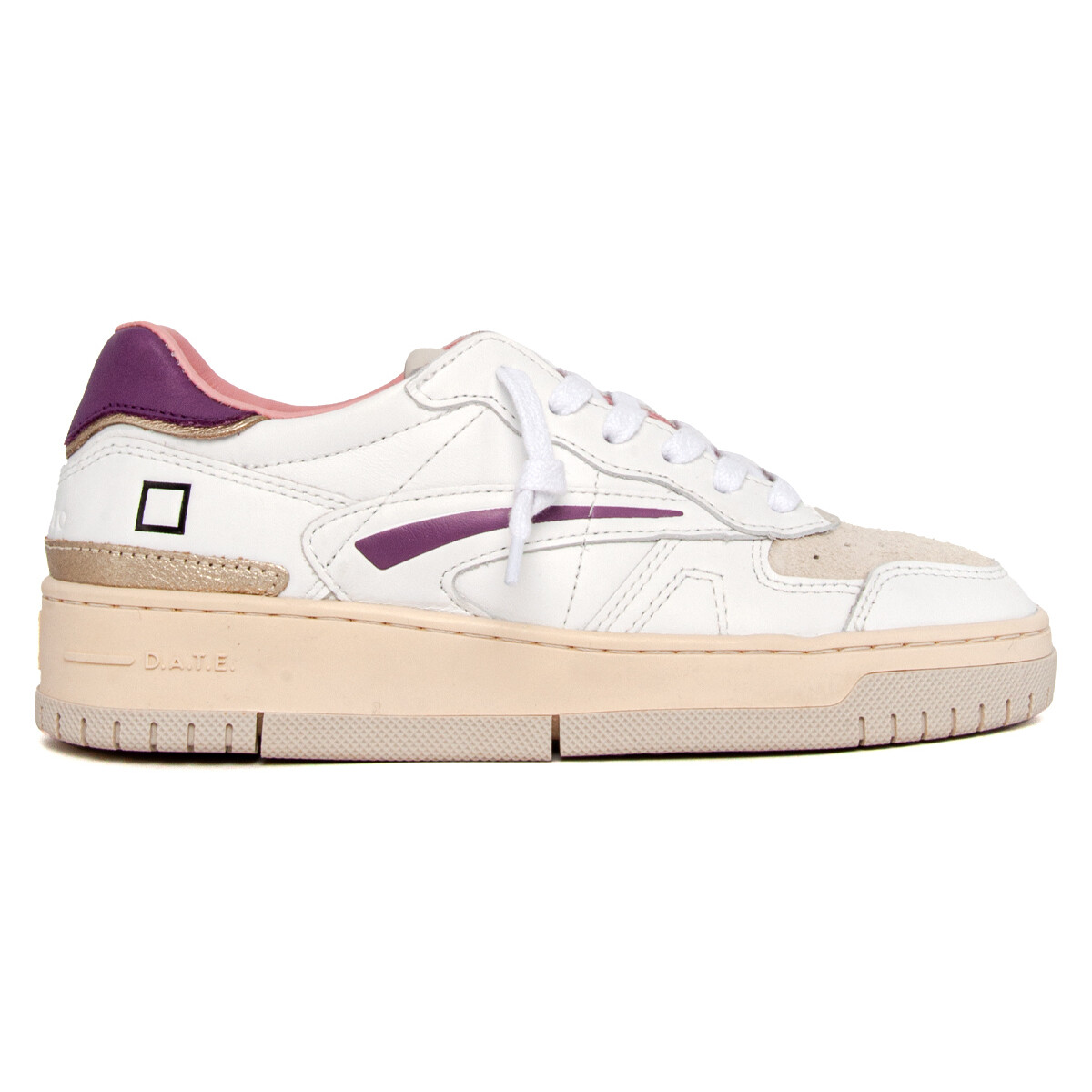 Sapatos Mulher Sapatilhas Date D-A-T-E-TP-CA-IP TORNEO PURE CALF WHITE-PURPLE Branco