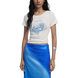 Textil Mulher T-Shirt mangas curtas Desigual REPRIS TS PLANET 25WWTKX6 Outros