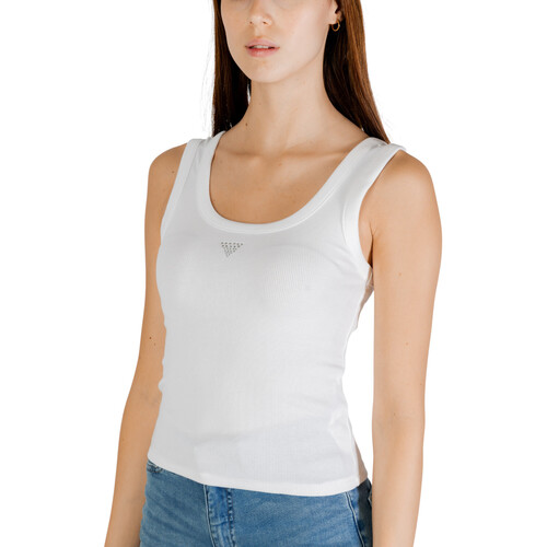 Guess SL TRIANGLE BLING RIB TANK W3YP68 KA0H1 Branco