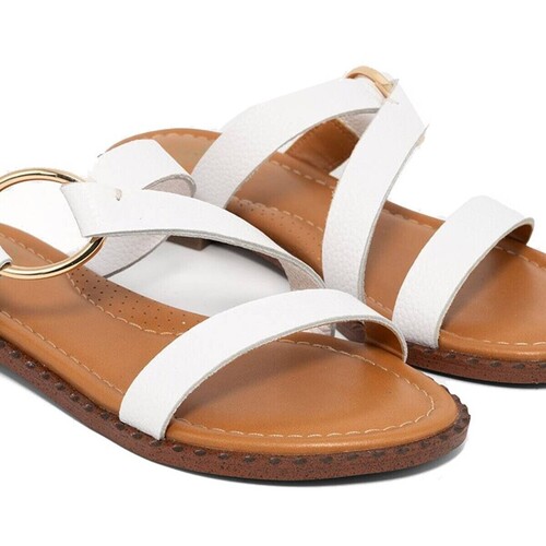 The Happy Monk SANDALIAS PLANAS DE PIEL  MENORCA 009 BLANCO Branco