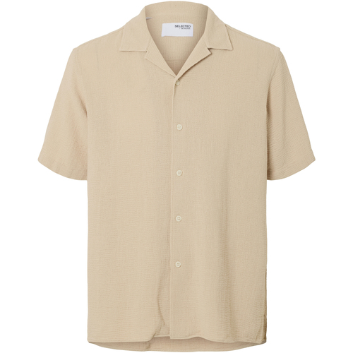 Textil Homem Camisas mangas curtas Selected Sal Relax Fit Overhemd Oatmeal Bege