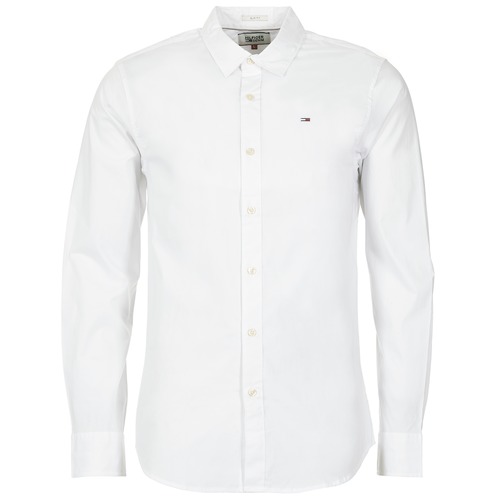 Textil Homem Camisas mangas comprida Handtasche Tommy Jeans TJM ORIGINAL STRETCH SHIRT Branco