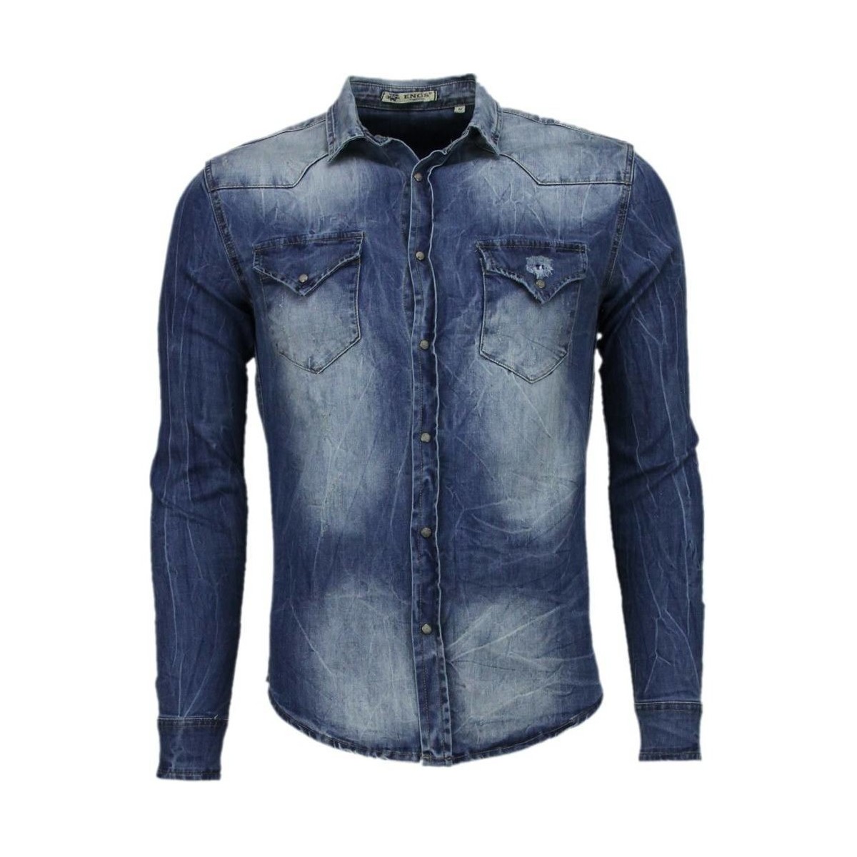 Textil Homem Camisas mangas comprida Enos 25408116 Azul