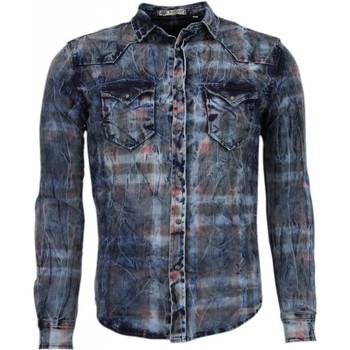 Textil Homem Camisas mangas comprida Enos 25995496 Azul