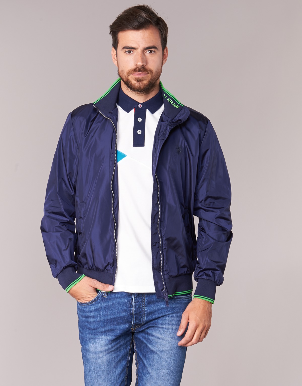 Textil Homem Jaquetas Gala Open Collar sleeve Polo Shirt. SHARK Marinho