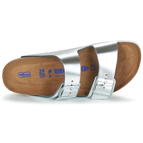 BIRKENSTOCK Arizona Soft Footbed Metálico / Pele / Prata / Narrow