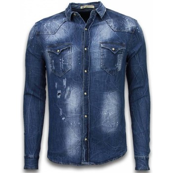Textil Homem Camisas mangas comprida Enos 44640239 Azul